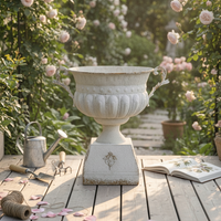 Pedestal Urn with Handles Embossed Container Elegant for Entryway, Photo Shoots