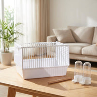 Bird Carrier Avian Carrier Cage with Standing Perch, Wire Cage for Parrot Parakeet, Portable Carrier with Handle for Small Pet Outings