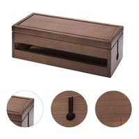 Desktop Cable Storage Box Solid Wood Desk Cord Organizer for Living Room