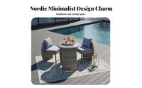 3 Pieces 3 Piece Wicker Patio Set Weather-Resistant Balcony Furniture Set Hand-Woven Space Saving Balcony Furniture for Couples, Porch, Backyard, Deck