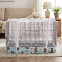 Pet Cage Cover with Ventilation Net Cover, Patterned Breathable Mesh Material Trim, Dustproof Cage Cover for Indoor Outdoor Use, Mesh Cover