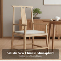 Upholstered Highrear Chair New Chinese Design Upholstered Wooden-Leg Chair Elegant Design Long-Lasting Construction for Cafe