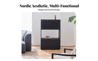 Multi-Compartment Cabinet Natural Wood Finish Floor Cabinet with Doors Modern Design Easy to Clean for Book Lovers, Home Office
