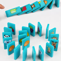 Educational Wooden Domino Game Interactive Matching Game Colorful Wooden Dominoes Sturdy for Preschoolers