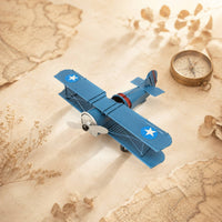 Vintage Biplane Figurine Retro Propeller Plane Model Detailed Finish