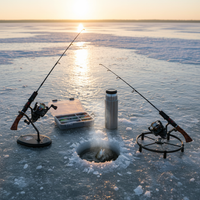 Portable Flat-Tail Ice Fishing Rod with Large Guide Ring