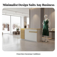 Receptionist Desk Modern Front Desk Reception Counter Sturdy Construction Varnished Finish with Ambient Lighting Suitable for Business Owners Office Salon Retail