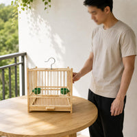 Square Bird Enclosure Handmade Wooden Bird Enclosure Includes Cups and Perches