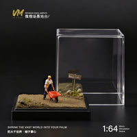 VM 1:64微缩沙滩地台带亚克力展示盒 车模沙盘拍摄造景底座展示台