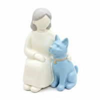 Maiden and Companion Figurine Warm Cozy Vignette and Canine Statue Cute Minimalist Resin Ornament for Bedroom, Garden, Living Room