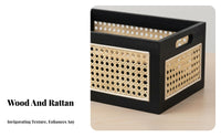 Wooden Rattan Basket Natural Material Japanese Aesthetic Storage Bin