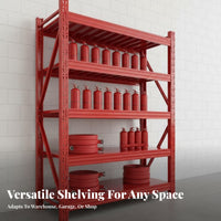 Red Fire Equipment Rack Extra Thick Material Multi-Layer Warehouse Shelving Commercial Grade Heavy Duty Metal Storage Rack for Shop Owners, Workshop