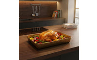 Deep Roasting Tray Oven Safe Sheet Pan with Deep Sides Stainless Steel Tray Induction-Compatible Stainless Steel Baking Pan