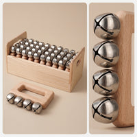 Wooden Hand Bell with Box Comfortable Grip Sleigh Bells Easy to Learn Instrument for Students, Classroom, Kindergarten, Music Therapy
