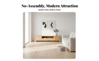 Solid Wood TV Cabinet Fully Assembled Wooden Storage Console Cable Management Modern Entertainment Center for Small Apartment Owners, Bedroom