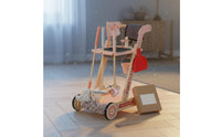 Educational Wooden Pretend Housekeeping Trolley Good Hygiene Habits Wooden Cleaning Trolley Toy Multifunction for Girls, Playroom, Home