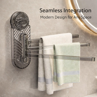 Sink Towel Rack Wall Mounted Holder with Rotating Swivel Design for Bathroom, Suction Cup Storage for Students and Kitchen Countertop