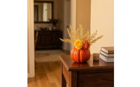 Fall Artificial Pumpkin Centerpiece Harvest Pumpkin with Flowers Autumnal Tabletop Decor Seasonal for Thanksgiving