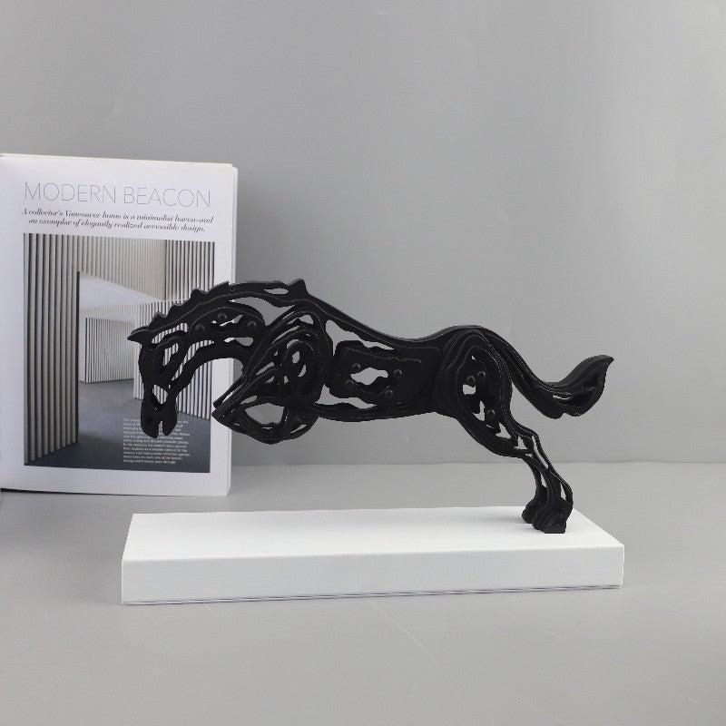 Nordic Style Hollow Running Horse Animal Sculpture for Home Decor