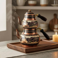 2 Pieces Nested Lidded Teapots Floral Engraving Decorative Item