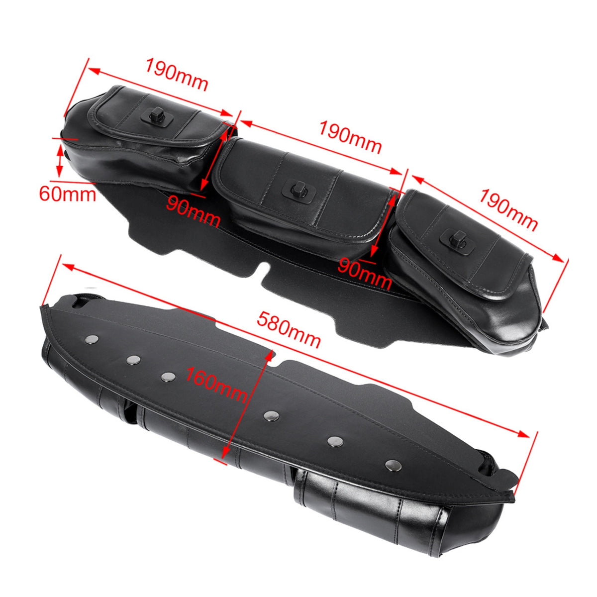 Slim Fairing Storage Bag Quick-Access Windshield Bag with 3 Pockets Secure