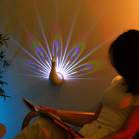 Peacock Projection Lamp USB Rechargeable Creature Shaped Night Light Touch