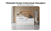 Compact Design Small Reception Desk Large Storage Space Modern Reception Desk Multi-Functional Retail Checkout Counter Sturdy Construction for Money Iers, Receptionists, Shopkeepers, Barbershop, Boutique, Office, Lobby