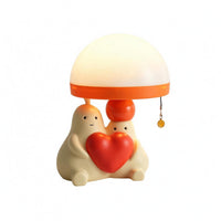 Bedside Night Light Pull Cord Cute Figurine Lamp Translucent Shade for Bedroom
