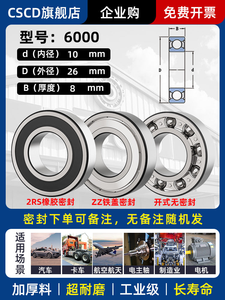 轴承型号大全滚珠轴承内径10 12 15 16 20mm6201 6204 6205深沟球