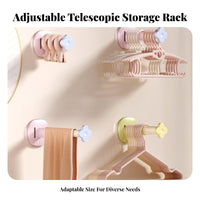Drill-No-Drill Installation Wall Mounted Hanger Rack No Drilling Required Retractable Hanger Organizer Space-Saving for Balcony, Closet