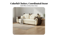 Easy Assembly Sherpa Textile Loveseat Bed Long-Lasting Carbon Steel Frame Pull out Sofa Bed Cute Creature Shape Multifunctional Loveseat for Apartment Dwellers, Guests, Families, Small Areas, Playroom, Home Office