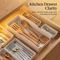 Kitchen Drawer Dividers Organizer Box with Compartments, Storage Insert for Makeup Organiser, Lidless Rectangular Divider for Office