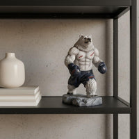 Boxing Bear Statue Muscular Fighting Bear Figurine Anthropomorphic