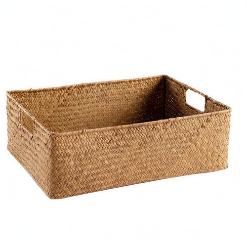 Rectangular Woven Basket Open Top Organizer Bin Sturdy for Drawer