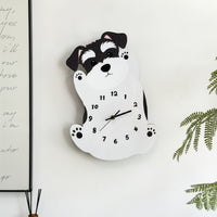 Schnauzer Wall Clock Black and White Canine Wall Clock Decorative for Living Room, Bedroom, Home Office