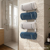 4-Tier Wall-Mounted Towel Rack for Bathroom, Silver
