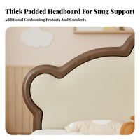 Cartoon design Upholstered Single Bed with Crown Headboard Modern Minimalist Look Princess Crown Bed Soft Padded Frame children's Furniture Anti-Collision Design for Toddlers, Parents, Bedroom, Nursery, Playroom, Guest Room