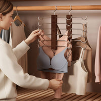 Bra Organizer Hanger Large Capacity Underwear Hanger Wood Sock and Tank Top Organizer for Wardrobe