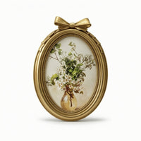 Resin Frame with Oval Opening Classic Oval Picture Frame Old-World Decor for Entryway