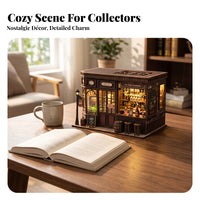 Lighting Cord Miniature Tavern Model Printed Signs Wooden Craft Building Corner Set Tavern Model