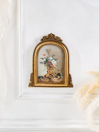 法式轻奢油画仿古小珍珠拱形装饰画框卧室书房背景墙美式桌面摆件