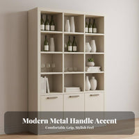 Standing Beverage Cabinet Solid Wood Construction Floor Standing Storage Unit Large Capacity Modern Display Hutch for Collectors, Homeowners, Home Bar