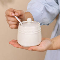 Ceramic Seasoning Jar with Spoon Modern Design Ceramic Condiment Set Space