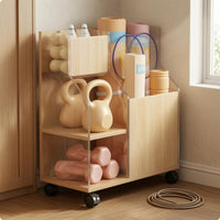 Wheeled Storage Rack Rectangular Exercise Mat Rack Multi-Purpose