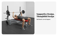 Multifunctional Flat Bench Press Rack Long-Lasting Steel Frame Bench Press Rack Thick Padded Cushion Multi-Functional Barbell Stand Commercial Grade for Weightlifters, Bodybuilders, Home Gym