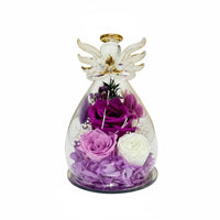 Angel Glass Dome with Roses Symbol of Everlasting Love for Christmas, Mom, Women