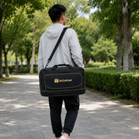 Black Oxford Cloth Fishing Bag, Waterproof Fishing Tackle Carryall, Fishing Gear Bag with Shoulder Strap, for Fishing Reels & Anglers
