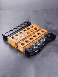Bamboo Shot Glass Rack, Bullet Cup Holder, Modern Minimalist