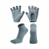 Non-Slip Pilates Socks and Gloves Non-Slip Stretching Gloves and grip Socks Set Breathable Exercise Accessories for Women, Yogis, Gym