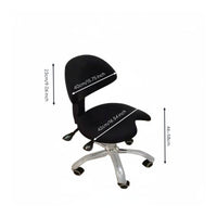 Adjustable Oral Assistant Chair Firm-Density Foam Cushion Saddle Stool with Backrest PU Leather Upholstery Ergonomic Swivel Stool for Practice Room